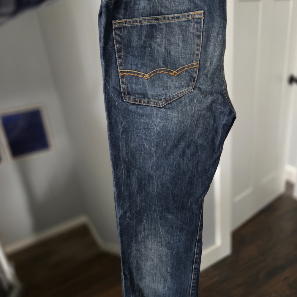 American Eagle Outfitters Men's Dark Blue Washed Slim Straight Jeans